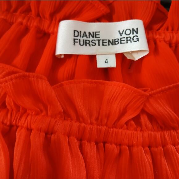 Diane Von Furstenberg Off Shoulder Hot Orange Mini Dress 4 MSRP $159 - Picture 2 of 9